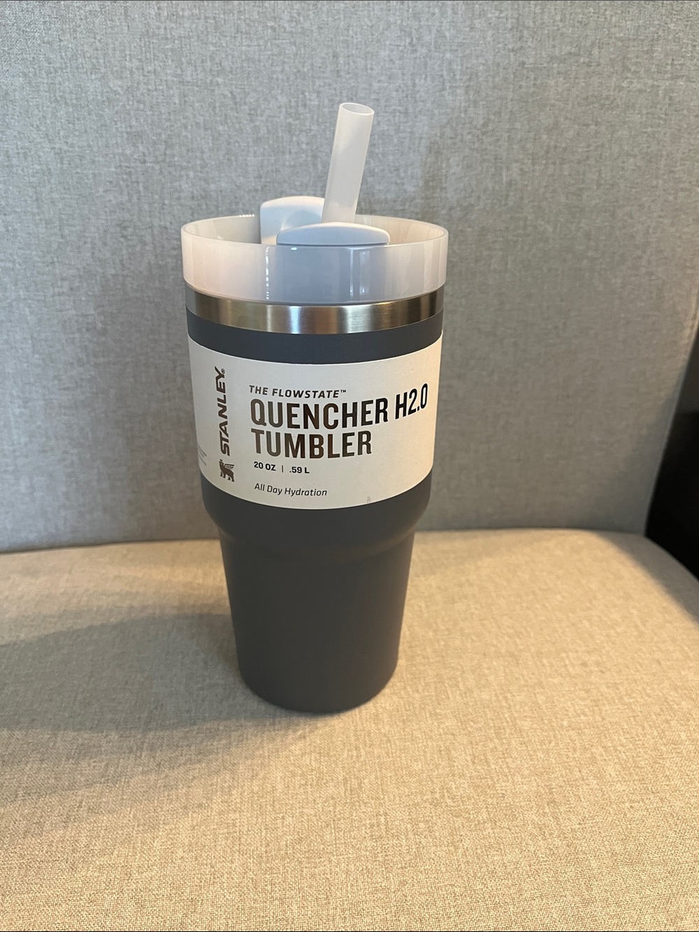 Stanley Matte Charcoal Tumbler with White Lid and Straw 26oz